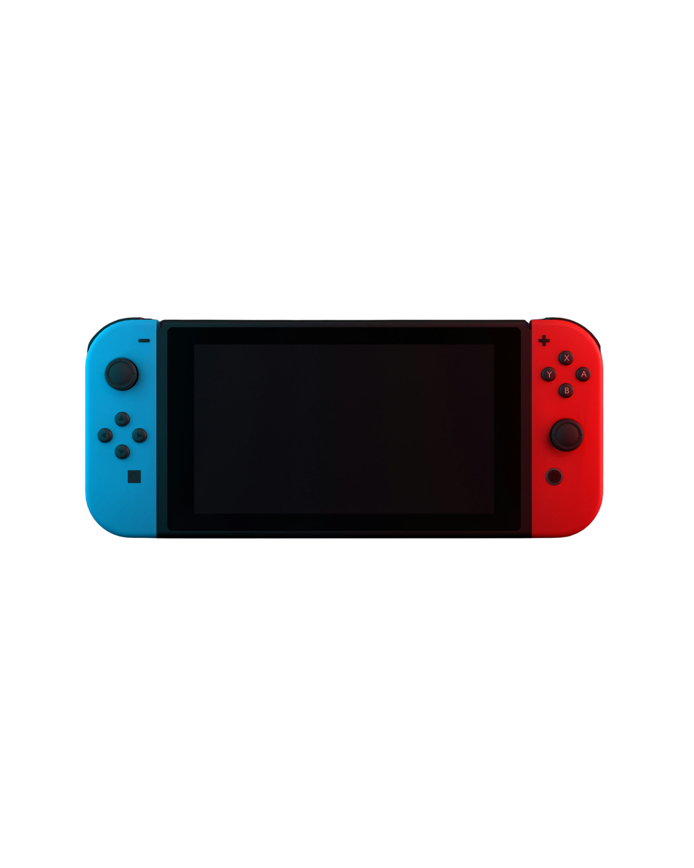 Nintendo Switch com controles azul e vermelho